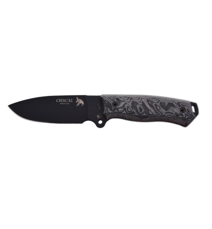 Cuchillo J&V CHACAL MICARTA NEGRA LACADO NEGRO FUNDA CORDURA