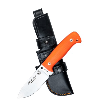 Cuchillo J&V BLACKBEAR NARANJA FUNDA PIEL