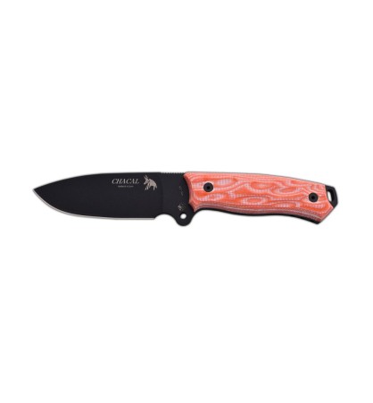 Cuchillo J&V CHACAL MICARTA NARANJA LACADO NEGRO FUNDA PIEL